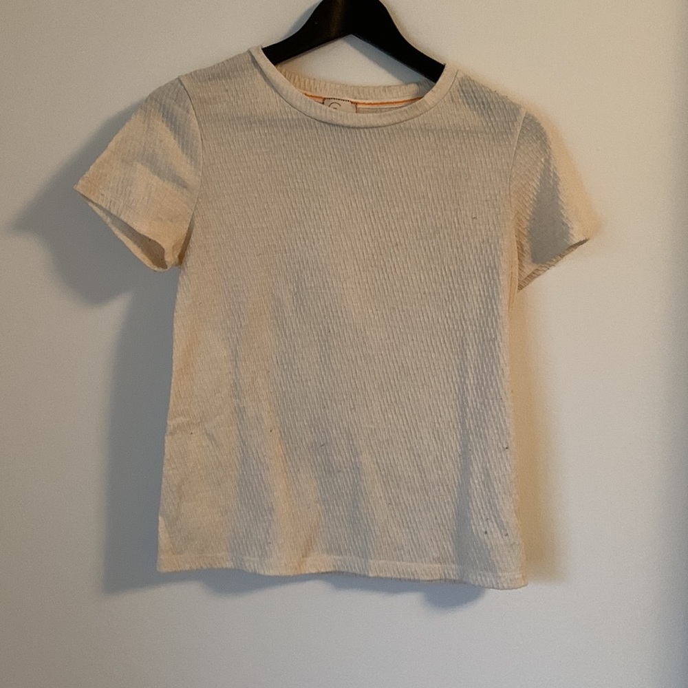 Anthropologie Cream Short Sleeve T-Shirt, S